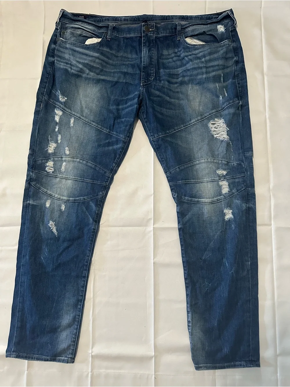True Religion Men's Distressed Dark Blue Slim-Straight Jeans